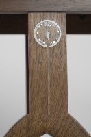 M H Baillie Scott (style of). An Arts and Crafts Walnut side table inlaid with circular Mother-of-Pearl decoration - Thumbnail 7