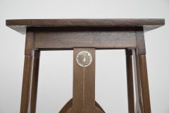 M H Baillie Scott (style of). An Arts and Crafts Walnut side table inlaid with circular Mother-of-Pearl decoration - Thumbnail 6