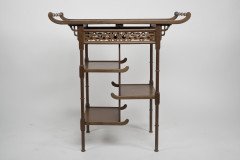 Anglo-Japanese Beech Wood Side Table with Fretwork & Pagoda Style Turned Rails - Thumbnail 2