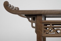 Anglo-Japanese Beech Wood Side Table with Fretwork & Pagoda Style Turned Rails - Thumbnail 9
