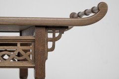 Anglo-Japanese Beech Wood Side Table with Fretwork & Pagoda Style Turned Rails - Thumbnail 11
