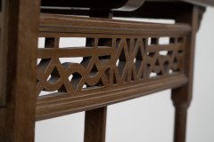Anglo-Japanese Beech Wood Side Table with Fretwork & Pagoda Style Turned Rails - Thumbnail 12
