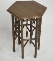 Liberty and Co (attributed). A small Moorish Hexagon oak side table - Thumbnail 1