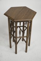 Liberty & Co. Attributed, a small Moorish Hexagon Oak side table - Thumbnail 2