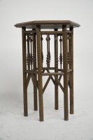 Liberty & Co. Attributed, a small Moorish Hexagon Oak side table - Thumbnail 3