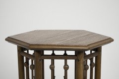 Liberty & Co. Attributed, a small Moorish Hexagon Oak side table - Thumbnail 5