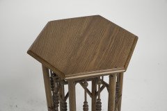 Liberty and Co (attributed). A small Moorish Hexagon oak side table - Thumbnail 6