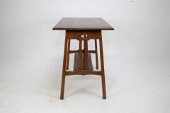 Waring & Gillow. Arts & Crafts Side Table with Oblong Chequered Inlaid Top & Curved Aprons Below - Thumbnail 3