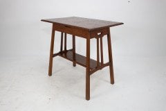 Waring & Gillow. An Arts & Crafts Side Table with Oblong Chequered Inlaid Top & Curved Aprons Below - Thumbnail 5
