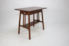 Waring & Gillow. An Arts & Crafts Side Table with Oblong Chequered Inlaid Top & Curved Aprons Below - Thumbnail 7