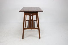 Waring & Gillow. An Arts & Crafts Side Table with Oblong Chequered Inlaid Top & Curved Aprons Below - Thumbnail 8