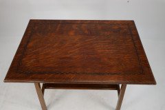 Waring & Gillow. An Arts & Crafts Side Table with Oblong Chequered Inlaid Top & Curved Aprons Below - Thumbnail 10