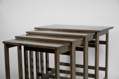 Glasgow School. A Rare Nest of Four Side Tables Each Top Surface Hand Painted with Stylized Floral Decoration - Thumbnail 5