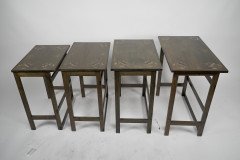 Glasgow School. A Rare Nest of Four Side Tables Each Top Surface Hand Painted with Stylized Floral Decoration - Thumbnail 7