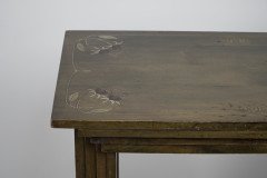 Glasgow School. A Rare Nest of Four Side Tables Each Top Surface Hand Painted with Stylized Floral Decoration - Thumbnail 11