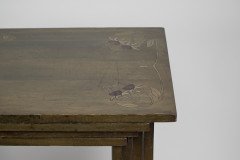 Glasgow School. A Rare Nest of Four Side Tables Each Top Surface Hand Painted with Stylized Floral Decoration - Thumbnail 12