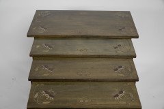 Glasgow School. A Rare Nest of Four Side Tables Each Top Surface Hand Painted with Stylized Floral Decoration - Thumbnail 4