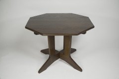 Arts & Crafts Well-Crafted Oak octagonal centre table with curved supports - Thumbnail 4