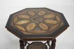 Aesthetic Movement Ebonised Side Table with a Marquetry Octagonal Top - Thumbnail 5