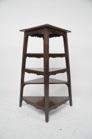 Aesthetic Movement Walnut Tall Side-table-wot-not-stand with a Square Top - Thumbnail 7