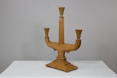 A Well-Crafted Pair of Subtle Gothic Revival Hand Crafted Beech Candelabras - Thumbnail 4
