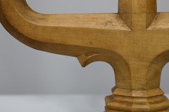 A Well-Crafted Pair of Subtle Gothic Revival Hand Crafted Beech Candelabras - Thumbnail 14