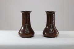 A. E. Jones, Pair of Arts & Crafts Hand-hammered Copper Vases with Silver Teardrop Decoration - Thumbnail 2