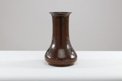 A. E. Jones, Pair of Arts & Crafts Hand-hammered Copper Vases with Silver Teardrop Decoration - Thumbnail 3