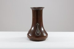 A. E. Jones, Pair of Arts & Crafts Hand-hammered Copper Vases with Silver Teardrop Decoration - Thumbnail 5