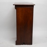 Liberty & Co Moorish walnut music cabinet with bottle neck glass up & over door - Thumbnail 10