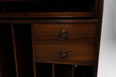 Liberty & Co Moorish walnut music cabinet with bottle neck glass up & over door - Thumbnail 14