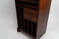 Liberty & Co Moorish walnut music cabinet with bottle neck glass up & over door - Thumbnail 15