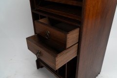 Liberty & Co Moorish walnut music cabinet with bottle neck glass up & over door - Thumbnail 17