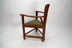 M H Baillie Scott. An Arts & Crafts Walnut Armchair with stylised floral carving - Thumbnail 2