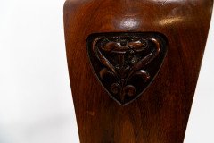 M H Baillie Scott. An Arts & Crafts Walnut Armchair with stylised floral carving - Thumbnail 8