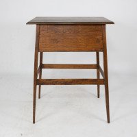 A Simple Arts & Crafts Oak Oblong Side or Bedside Table with a Moulded Edge to the Top - Thumbnail 2