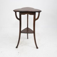 A Pair of Art Nouveau Beech Stained Side Tables with Clover Leaf Style Tops - Thumbnail 4