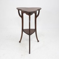 A Pair of Art Nouveau Beech Stained Side Tables with Clover Leaf Style Tops - Thumbnail 7