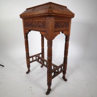 Bruce Talbert Attributed, Aesthetic Movement Gothic Revival Oak Needlework Table & Box - Thumbnail 3