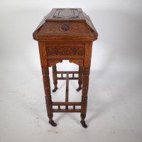Bruce Talbert Attributed, Aesthetic Movement Gothic Revival Oak Needlework Table & Box - Thumbnail 6