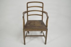 Heal's of London Attributed, a Walnut Desk Chair or Armchair with a Rounded Top & Ladder Back - Thumbnail 2