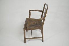 Heal's of London Attributed, a Walnut Desk Chair or Armchair with a Rounded Top & Ladder Back - Thumbnail 4