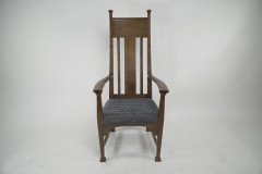 Norman & Stacey Attributed, Arts & Crafts Walnut High Armchair - Thumbnail 2