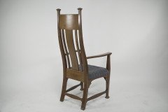 Norman & Stacey Attributed, Arts & Crafts Walnut High Armchair - Thumbnail 17