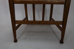 George Montague Ellwood. Made by J. S. Henry. A Pair of Matching Oak Dining Chairs with Throne Like Capped Tops - Thumbnail 11
