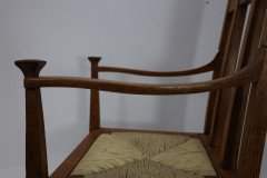 George Montague Ellwood. Made by J. S. Henry. A Pair of Matching Oak Dining Chairs with Throne Like Capped Tops - Thumbnail 9