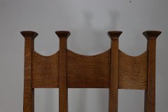 George Montague Ellwood. Made by J. S. Henry. A Pair of Matching Oak Dining Chairs with Throne Like Capped Tops - Thumbnail 6