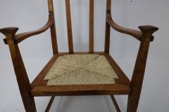 George Montague Ellwood. Made by J. S. Henry. A Pair of Matching Oak Dining Chairs with Throne Like Capped Tops - Thumbnail 8