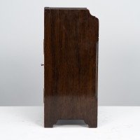 An Anglo-Japanese Carved Oak Mantel Clock with Hand Painted Blue Floral Dial - Thumbnail 3