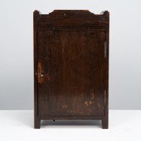 An Anglo-Japanese Carved Oak Mantel Clock with Hand Painted Blue Floral Dial - Thumbnail 8